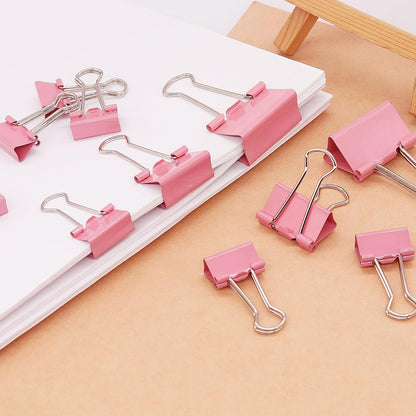 Pink Binder Clips Paper Clamps, Assorted Sizes Set (Small, Medium, Large) for Office School and Home Supplies