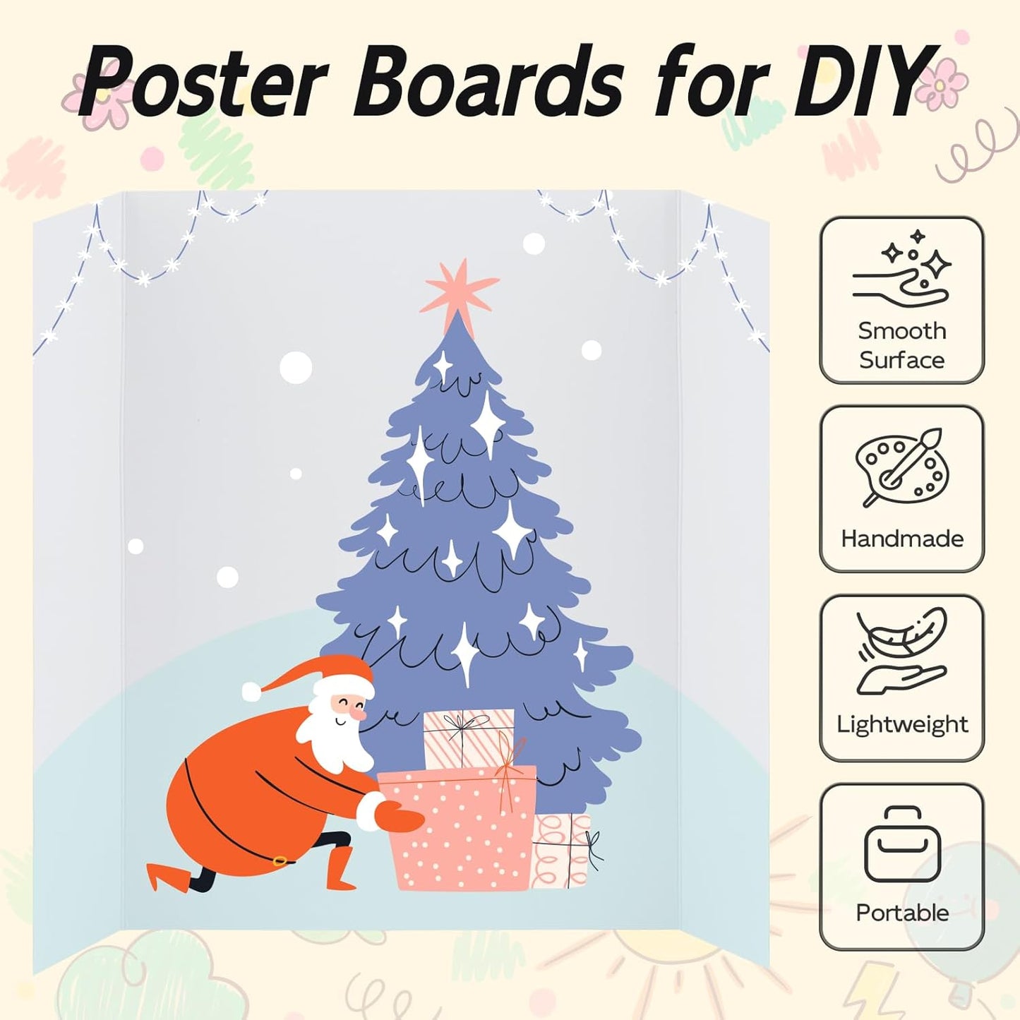 12 Pack Trifold Poster Board, 17x26 Inches White Presentation Board, Portable Display Board for Science Fair, School DIY Project and Business Exhibitions