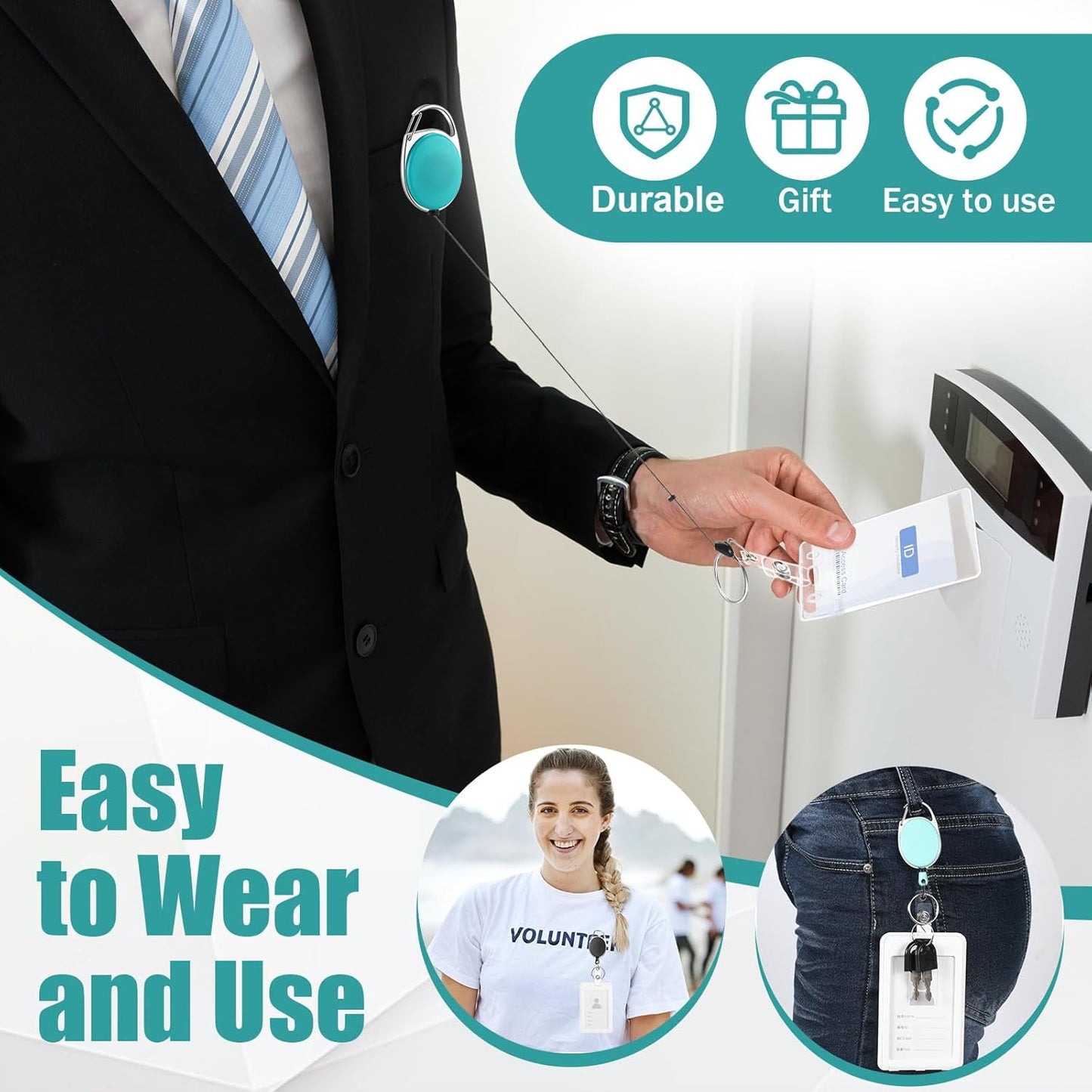 Honoson 40 Pcs Heavy Duty Retractable Badge Reels Batch ID Badge Holder Retractable Clip Bulk Key Holder with Ring for Office Worker Employee, Doctor Nurse Gifts (Vibrant Color)