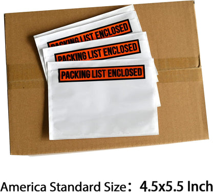 1000 PCS 4.5"x 5.5" Clear Self-Adhesive Packing List Envelopes - Shipping/Mailing Pouch Enclosed Bags for Packing Slips Invoice