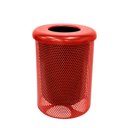 RFT-P-RED Heavy Duty Round Trash Receptacle with Flat Top, Liner Included, 32 Gallon, Red, Made in America