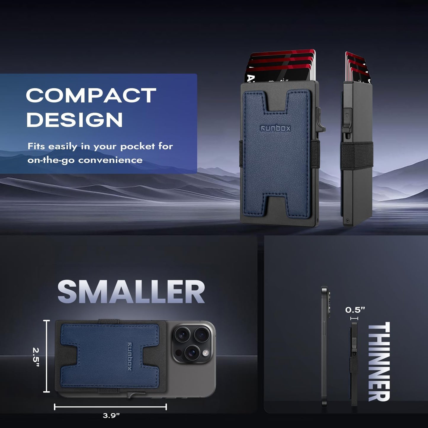 Slim Card Holder Wallet for Men, Minimalist RFID Blocking Wallet with Pop Up Function, Ultra-Thin Design, Metal Business Card Cases holds 12+ Cards, Gifts for Men, Men's Accessories