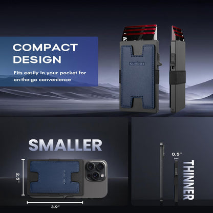 Slim Card Holder Wallet for Men, Minimalist RFID Blocking Wallet with Pop Up Function, Ultra-Thin Design, Metal Business Card Cases holds 12+ Cards, Gifts for Men, Men's Accessories