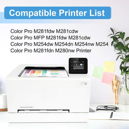 202A Toner Cartridges 4 Pack(with chip) Comaptible with 202A Toner Cartridges, Works with Color Laser Jet Pro M254dw; Color Laser Jet Pro MFP M281cdw, M281fdw Printers(Black Cyan Yellow Magenta)