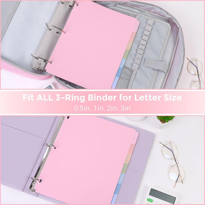 SKYDUE Durable Plastic 8-Tab Dividers, Big Tab Dividers for 3 Ring Binder, Write&Erase 3 Ring Binder Dividers with Tabs,with Sticker Labels, 1 Set, Pastel Color