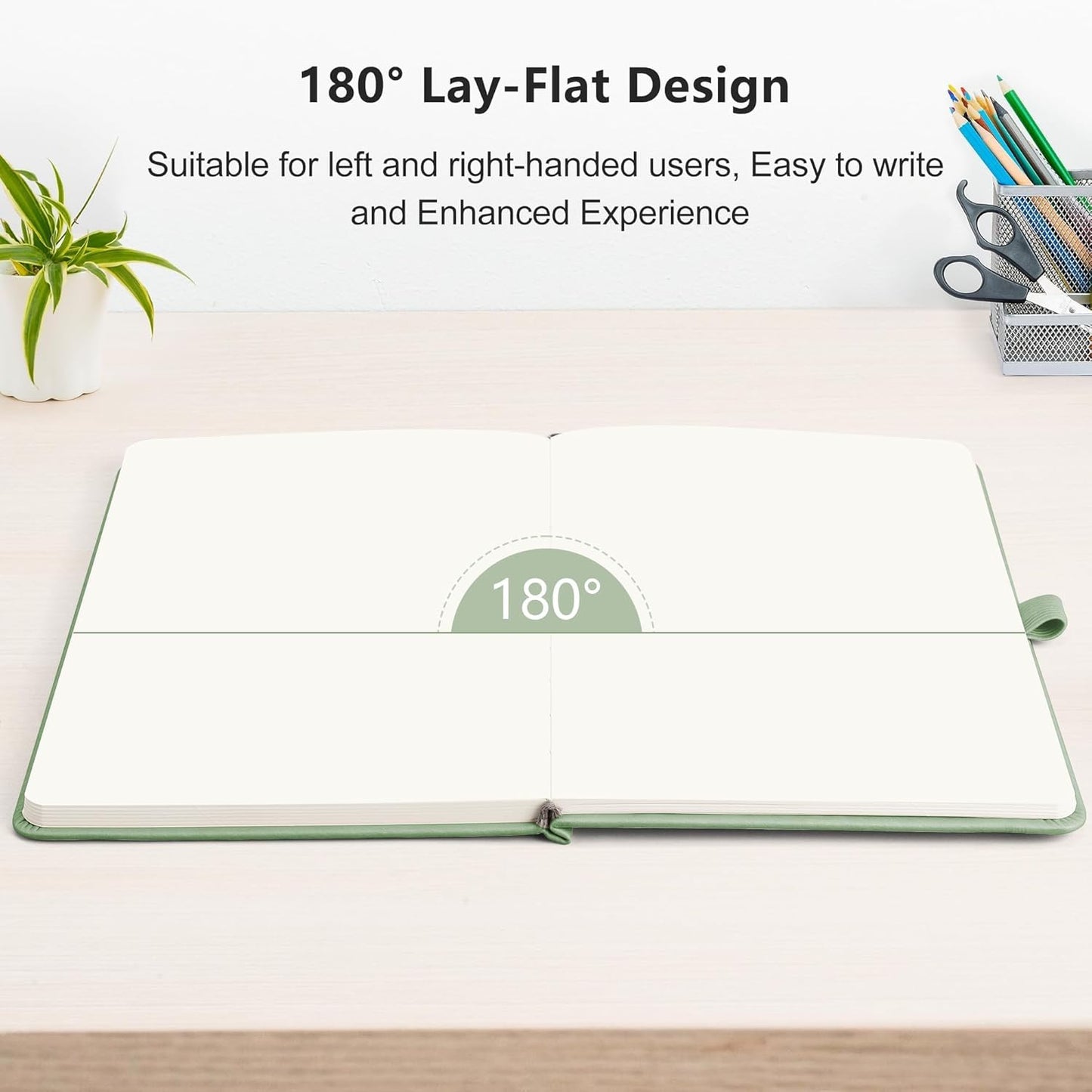 RETTACY Blank Journal Notebook, 2-Pack, 192 Pages per Pack, A5 Medium Size (5.7'' x 8.3''), Leather Hardcover, 100 GSM Thick Paper, for Sketching, Drawing, Painting (Black & Light Green)