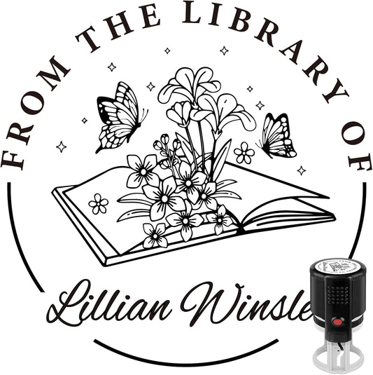 Custom Self-Inking Stamps | Personalized Book Stamp Gift for Book Lovers | 5 Ink Colors (Style13)