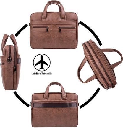 seyfocnia Men's Leather Messenger Bag, Laptop Briefcase Business Satchel Computer