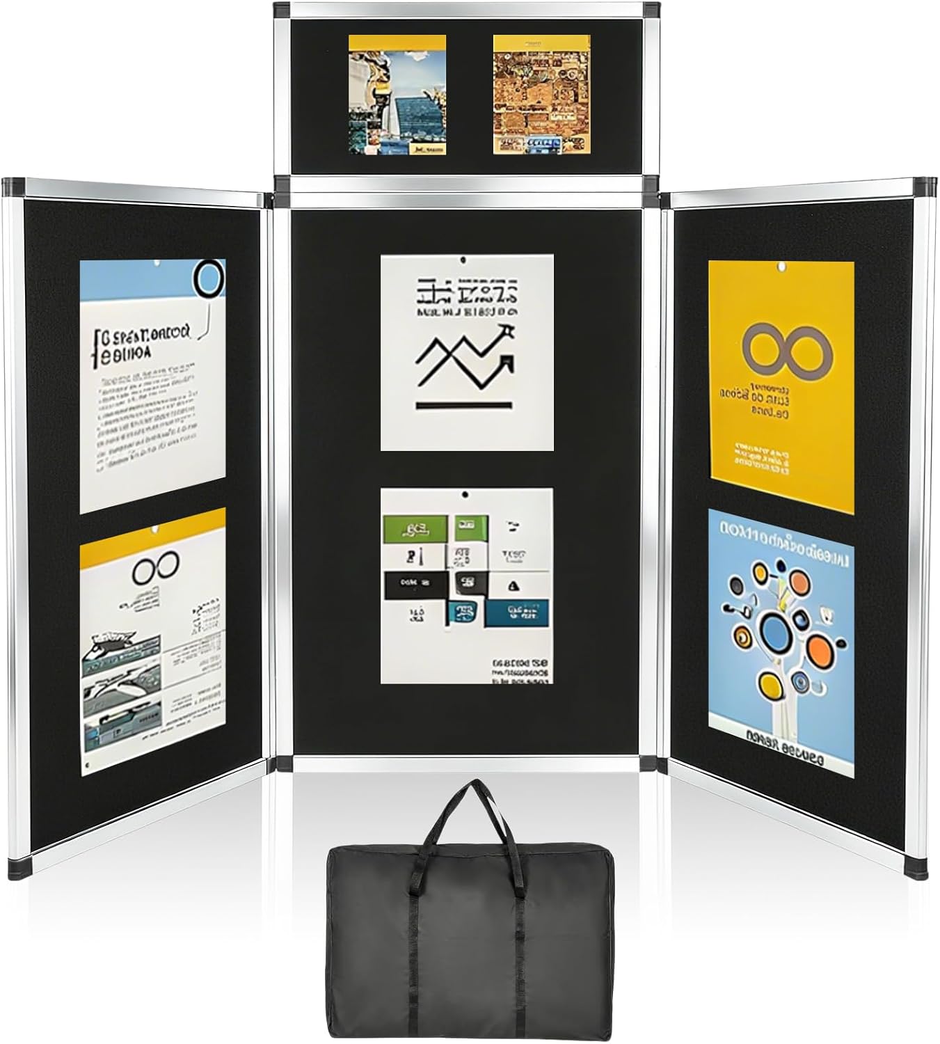 3+1 Panel Trade Show Presentation Board, 70.8“ x 35.4” Trade Show Presentation Board, Large Folding Desktop Display Board for Trade Shows, Conference Displays, Various Event Displays