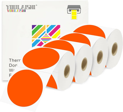 3 X 3 Inch Color Coding Dot Labels Circle Thermal Printable Waterproof 2000 Pcs Round Stickers Adhesive Writable for Office, Home, Garage, DIY Sticker, Barcodes, Name Tag, Fluorescent Orange