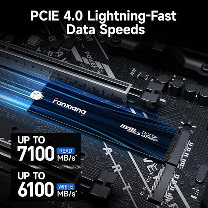 fanxiang 1TB NVMe SSD PCIe Gen 4 Gaming SSD for PS5, Up to 7100MB/s M.2 2280 SSD Compatible with PS5 Storage Expansion, Internal Solid State Drive for Gamers, Professionals, Creators S880E