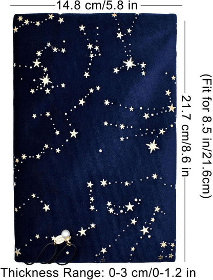 BLBMH Book Covers for Paperbacks Handmade Bookcover Fit for 5.5x8.5 inch Adjustable Fabric Softcover Protector for Women Book Lovers Gifts - Velvet Blue 8.5in