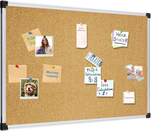 XBoard 24 x 18 Inch Wall-Mounted Office Cork Board, Notice Bulletin Board with Aluminum Frame