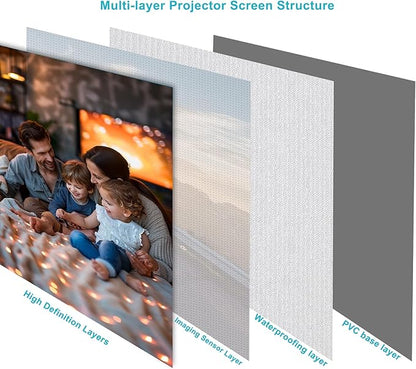 120" Motorized Projector Screen, Electric 4:3 Projector Screen with Remote Control, Indoor/Outdoor HD Movie Screen, Wall/Ceiling Mounted, Perfect for Home Office Theater TV, White