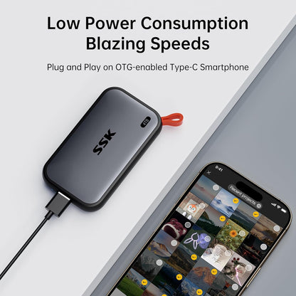 SSK 4TB SSD External Hard Drive – Up to 1050MB/s Portable Solid State Drive USB 3.2 Gen2, USB-A & USB-C, 4K ProRes HDR for iPhone 15/16 Pro, Mac, Windows, Android OTG, Tablets
