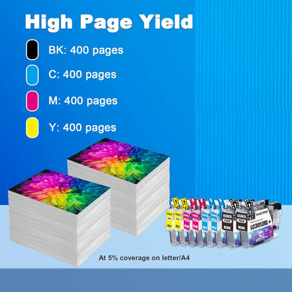 LC3013 Ink Cartridges BK/C/M/Y Compatible for Brother LC3013XL LC3013 XL LC3011 LC-3011 Work for Brother MFC-J491DW MFC-J497DW MFC-J690DW MFC-J895DW (Black Cyan Magenta Yellow, 8-Pack)