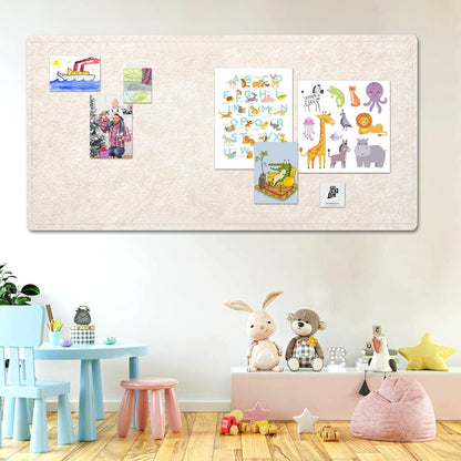 Extra Large Bulletin Board, 96 X 48 inches Cork Board with 30 Pushpin, 8' x 4' Felt Cork Board Notice Pin Board, Self-Adhesive Vision Board Mood Board Foldable Photo Board for Wall - Oatmeal