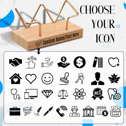 Custom Engraved Business Card Holder for Desk Personalized Wooden Business Card Display Stand Customized Businese Gift for Office Home Desktop