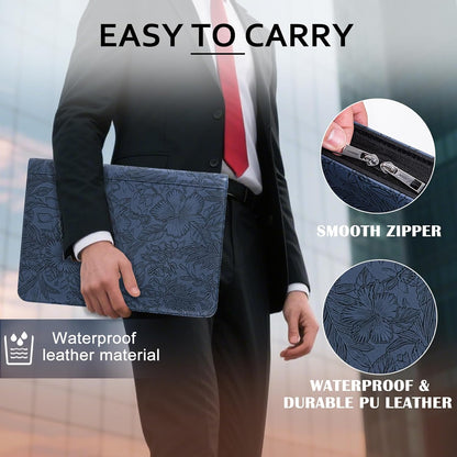 Calfinder Personalized Padfolios Portfolio Binder,3 Ring Leather Binder with Zipper,Professional Padfolios for Women&Men, Business Portfolio Organizer for Resume, Leather Folder for Ipad