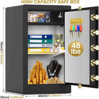 7.0 Cuft Fireproof Safe for Home, Home Safes Water and Fireproof, Safety Box with Digital Combination Lock, Fire and Water Proof Bag, Removable Shelf, Smart Alert, Safe for Money, Valuables
