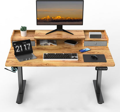 48 x 30 Inch Electric Standing Desk with 2 Drawers, Adjustable Height Widened Stand Up Desk with Storage, Sit to Stand Ergonomic Workstation for Home Office, Light Rustic