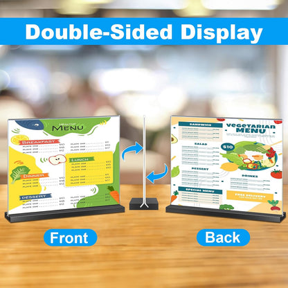 EHWINE 3 Pack Acrylic Sign Holder 8.5 x 11 Horizontal, Double-Sided Stand up Table Top Sign Holders, Clear Acrylic Picture Frame Menu Flyer Paper Holder Display Stand for Office Business Store Wedding Party(Black Base)