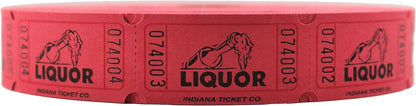 INDIANA TICKET CO. 2000 Raffle Tickets, Liquor, Red, Single Roll, Ticket for Events, Entry, Class Reward, Fundraiser & Prizes