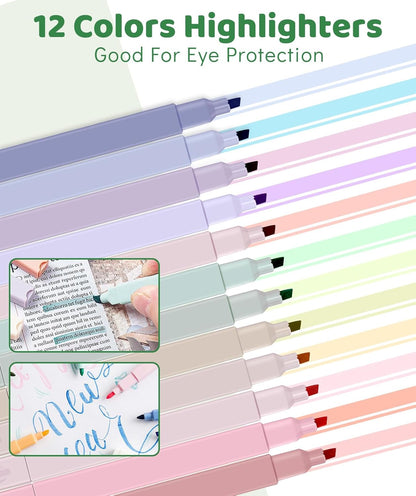 46 PCS Aesthetic School Supplies with Pencil Case, Pastel Highlighters, Erasable Pens, Refills, Mechanical Pencils for Students Stationary College Essentials