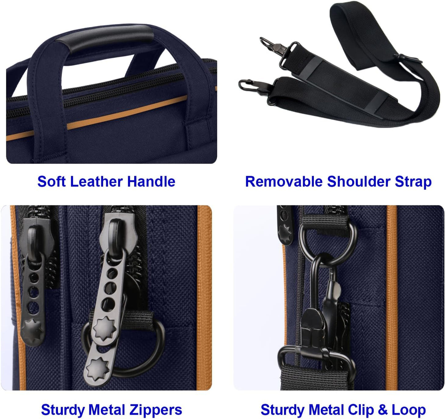 Taygeer Briefcases for Men, Water Resistant Laptop Bag 15.6 Inch for Business, Travel Office Crossbody Carry On Laptop Carrying Case, Messenger Shoulder Bag Fit 15.6 Inch Notebook/Computer, Blue Brown