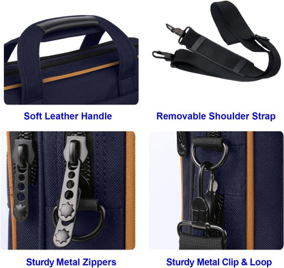 Taygeer Briefcases for Men, Water Resistant Laptop Bag 15.6 Inch for Business, Travel Office Crossbody Carry On Laptop Carrying Case, Messenger Shoulder Bag Fit 15.6 Inch Notebook/Computer, Blue Brown