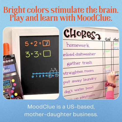 Liquid chalk markers erasable. 6 neon dry & wet erase marker pens for windows, mirrors, whiteboards, chalkboards, glass boards, auto windshields. Reversible thick and thin tip. Washable