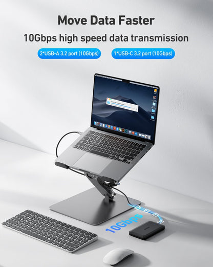 BENFEI Laptop Stand with USB C 6in1 Docking Station, HDMI 4K@60Hz,Gigabit Ethernet, 100W Power Delivery, 10Gbps 1*USB C 3.2 and 2*USB A 3.2 Compatible with MacBook Pro/Air, iPad Pro, XPS, Thinkpad
