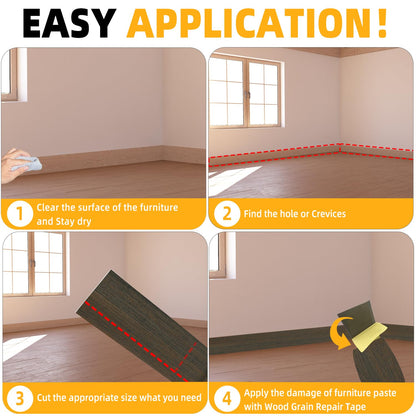 GSCIT Club Wood Grain Repair Tape, 2.4 inch X 100ft Self Adhesive Brown Walnut Grain Repair Patch for Tables, Chairs, Baseboards, Doors, Windows, Floors, Handicraft DIY.