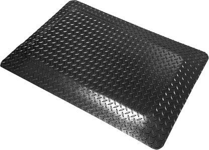 Rhino Mats, American Classic Diamond Anti-Fatigue Mats, Industrial Ergonomic Comfort Standing Mat for Work, Home, Garage, Office, Kitchen or Anywhere (Black 9/16" Thick, 2 FT. x 15 FT.)