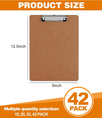 Clipboards, HERKKA 42 Pack Hardboard Office Clipboards Low Profile Clip Standard A4 Letter Size, ECO Friendly