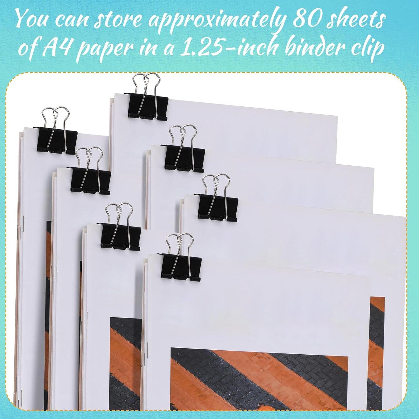 Jetec 500 Pieces 1. 25 Inch Black Binder Clips Bulk Large Paper Clamps Metal Paper Clips for Teachers Students Classroom Business Office and School Office Supplies