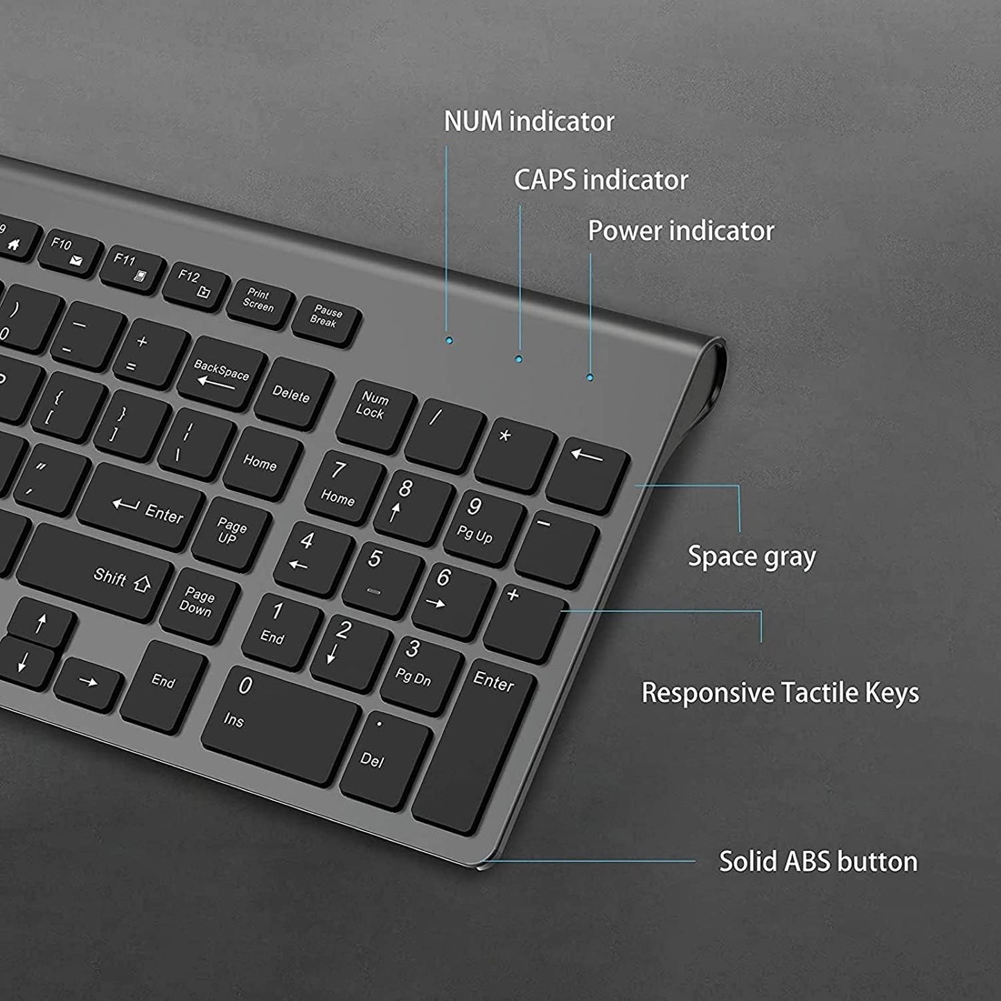 Wireless Keyboard Mouse Combo, J JOYACCESS 2.4G Ergonomic Computer Keyboard,Ergonomic Wireless Mouse for PC,Windows, Laptop, Desktop, Chromebook,Mac-Grey