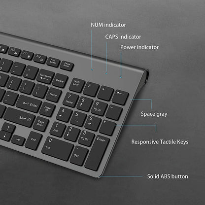 Wireless Keyboard Mouse Combo, J JOYACCESS 2.4G Ergonomic Computer Keyboard,Ergonomic Wireless Mouse for PC,Windows, Laptop, Desktop, Chromebook,Mac-Grey