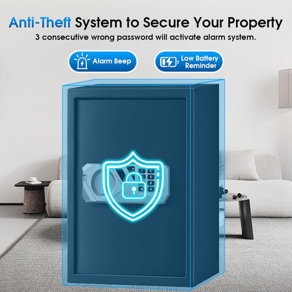 2.2 Cu Ft Fireproof Home Safe Box - Digital Electronic Keypad, Steel Security Combination Lock Box with Removable Shelf, Emergency USB-C Cable, Safety Box for Document Money Jewelry Handgun