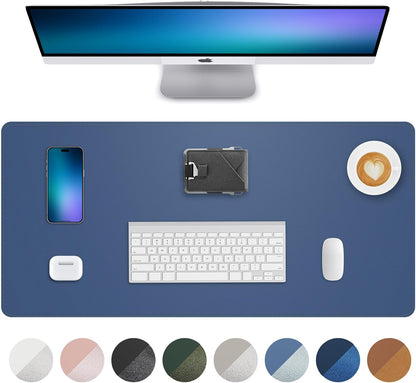 Non-Slip Desk Pad,Mouse Pad,Waterproof PVC Leather Desk Table Protector,Non-Slip PU Leather Desk Blotter, Easy Clean Laptop Desk Writing Mat for Office Work/Home/Decor(Grey Blue, 24" x 13.7")