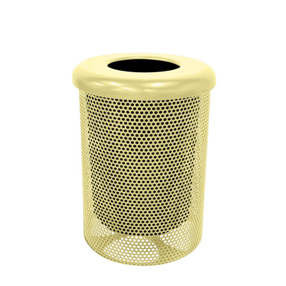 RFT-P-TXTSAND Heavy Duty Round Trash Receptacle with Flat Top, Liner Included, 32 Gallon, Textured Sandstone, Made in America