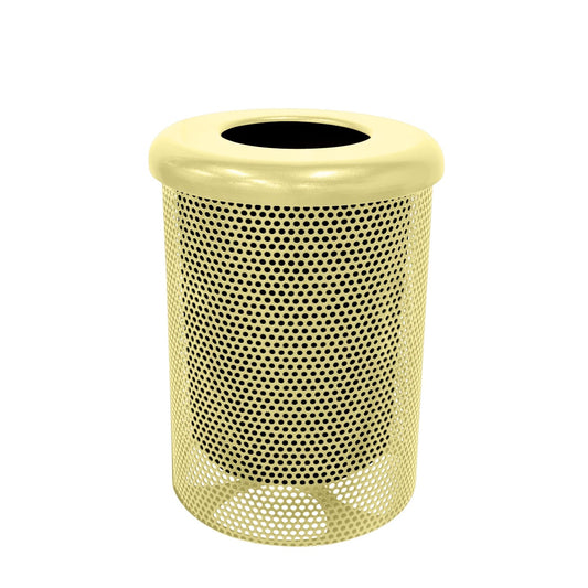 RFT-P-TXTSAND Heavy Duty Round Trash Receptacle with Flat Top, Liner Included, 32 Gallon, Textured Sandstone, Made in America