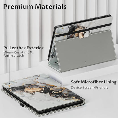 VORI Case for All-New Amazon Kindle Fire HD 10 Tablet (13th/11th Generation 2023/2021 Release) and Fire HD 10 Plus - Slim Folding Stand Folio Cover with Auto Wake/Sleep & Hand Strap, Cloudy Marble