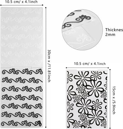 9 Plastic Embossed Folders - DIY Craft Template for Photo Album, Scrapbook & Card Making Supplies (Classic Style)