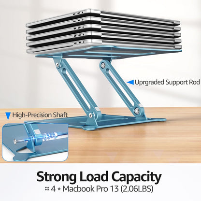 Urmust Laptop Notebook Stand Holder Adjustable Ultrabook Stand Riser Portable Compatible with MacBook Air Pro HP Dell XPS Lenovo All laptops 10-15.6"(Blue)