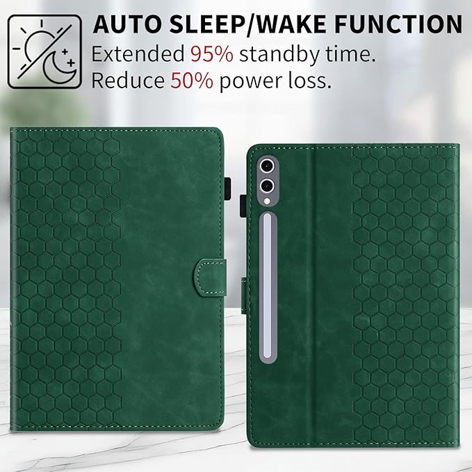 Case for Samsung Galaxy Tab S10 Plus 2024/ S9 FE Plus 5G 12.4 Inch 2023, Multi-Angle Viewing Smart Stand with Pocket Auto Wake/Sleep PU Leather Tablet Cases Flip Folio Cover Green