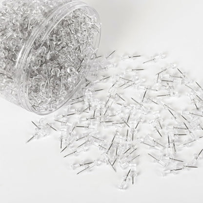 1000 PCS Clear Push pins Tacks for Wall Cork Board Bulletin Board use Clear Plastic Head Pins for Home Office Craft Projects