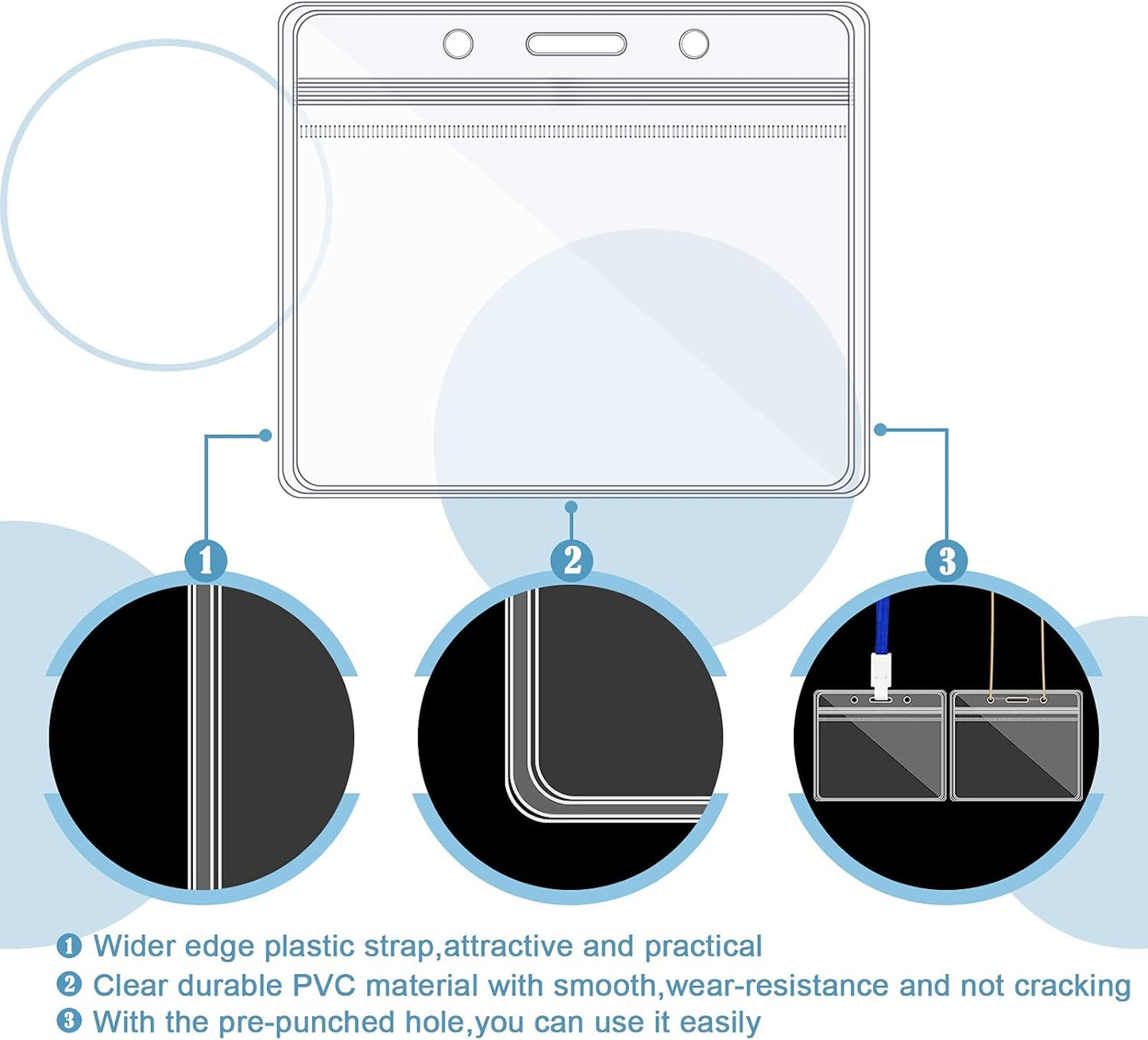 Zonon 150 Pcs Name Badge Holders Clear Plastic ID Card Name Tag Holders Badge Sleeves Horizontal Waterproof Transparent PVC Sleeve Cover Pouch for Office School Travel(4.13 x 3.54 Inch)