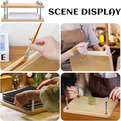JUPEAN Book Press—7.9”x11.6” Wooden Book Binding Press Bookbinding Kit Portable and Easy Assemble Books Binding Kits for DIY Bookbinding
