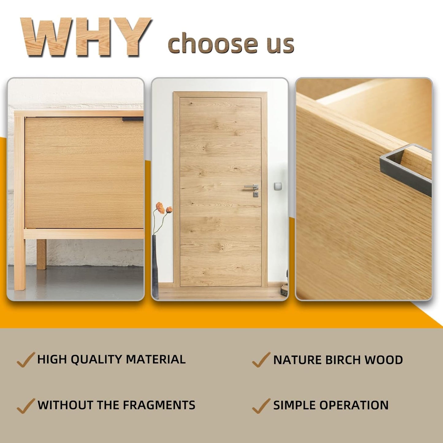 GSCIT Club Birch Edge Banding, 1 1/2 inch x 250ft roll of Veneer Plywood Edge Banding Preglued Flexible, Wood Tape Banding for Cabinet Repair